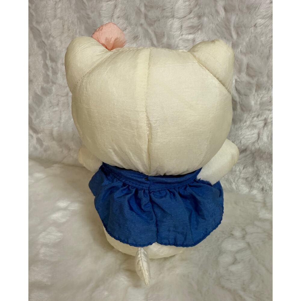 Vintage Early 90’s Sanrio Hello Kitty Plush Toy Shiny Nylon Blue Dress 9 inches - Picture 2 of 14